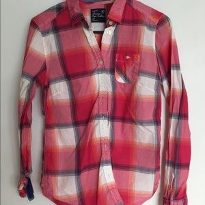 American Eagle plaid button up blouse, size S
